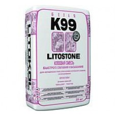 Клеевая смесь для природного камня и керамогранита LitoStone K 99 (Белый) 25 кг.